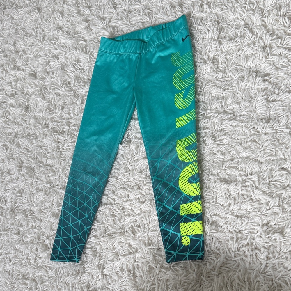 Nike Kids Turquoise and Lime Leggings